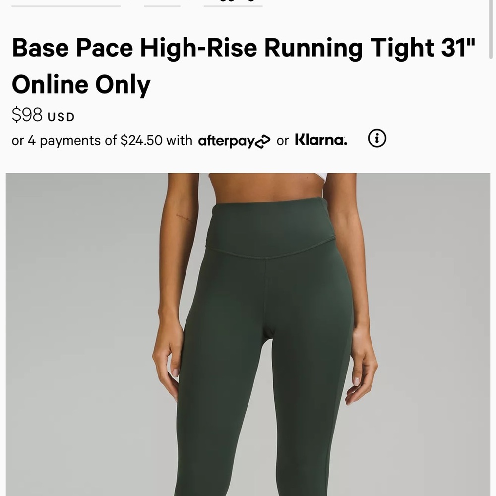 Lululemon dark green size 12